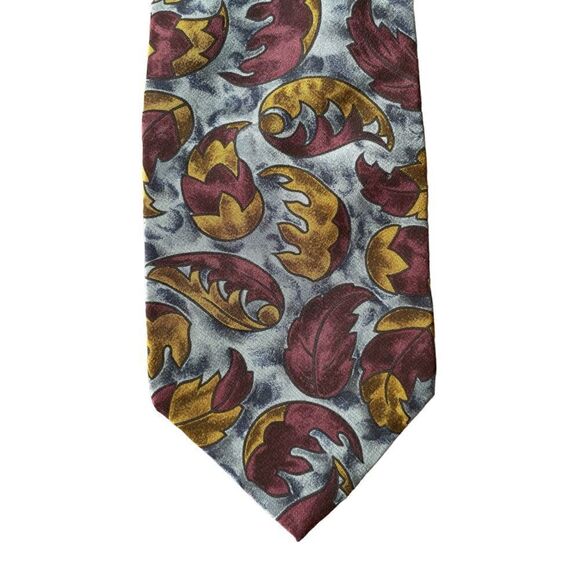 Bally Leaf Pattern Silk Tie - Picture 1 of 3